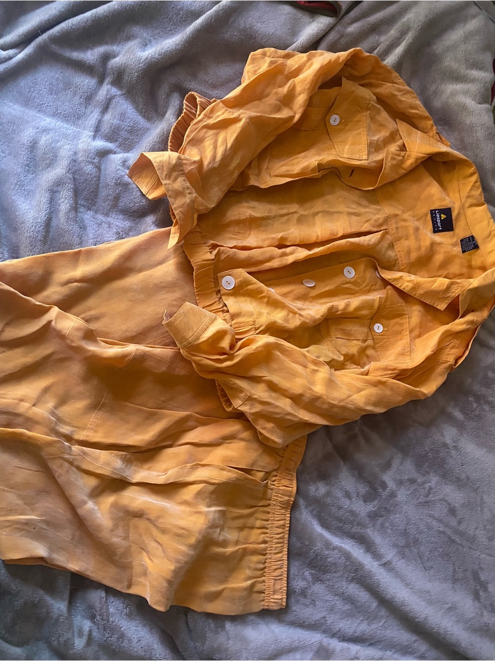Button-Front Two-Piece Pantsuit in Mustard Yellow - Women's